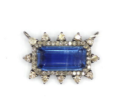 Kyanite sterling silver Diamond Pendant