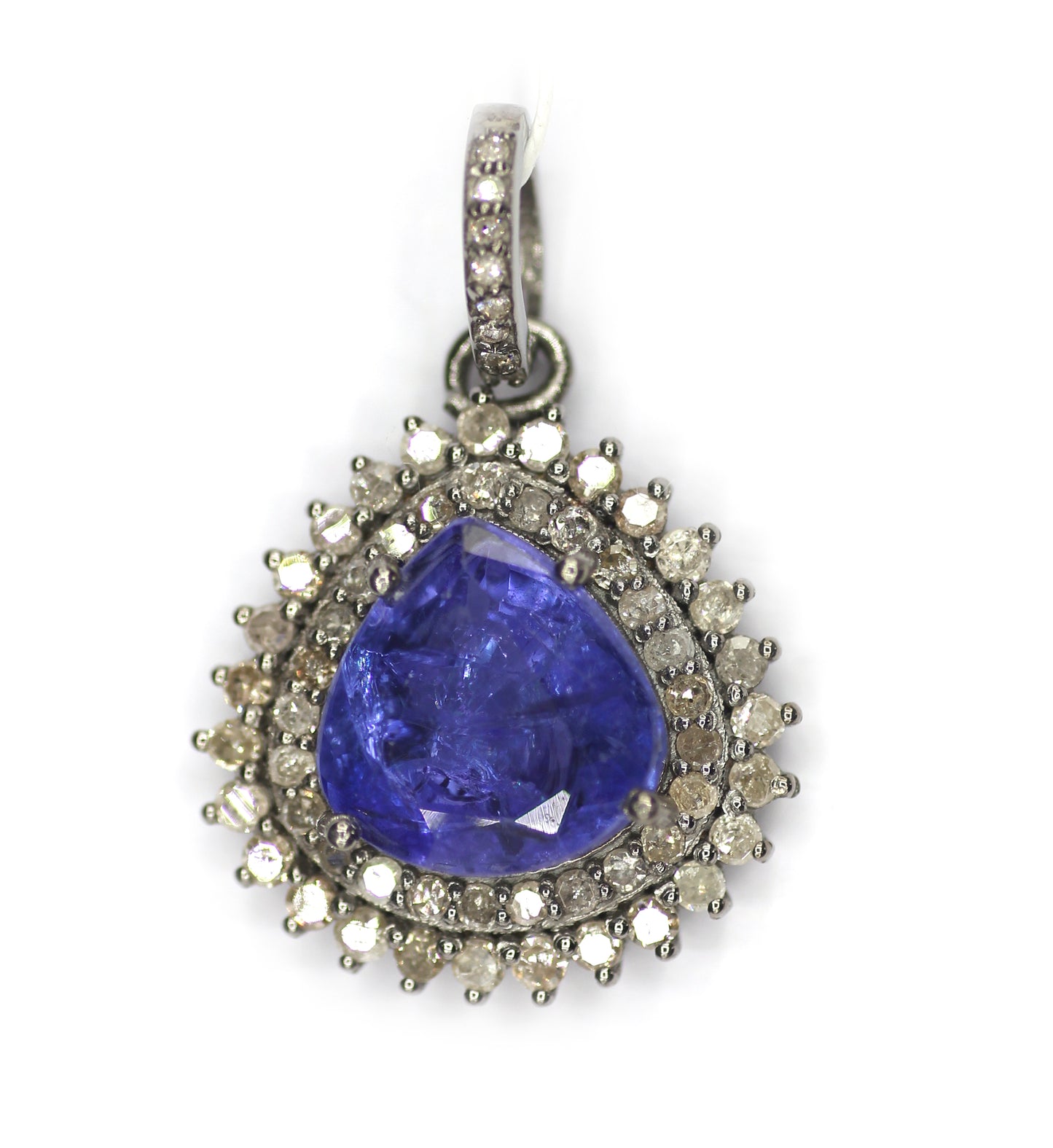 Tanzanite sterling silver Diamond Pendant