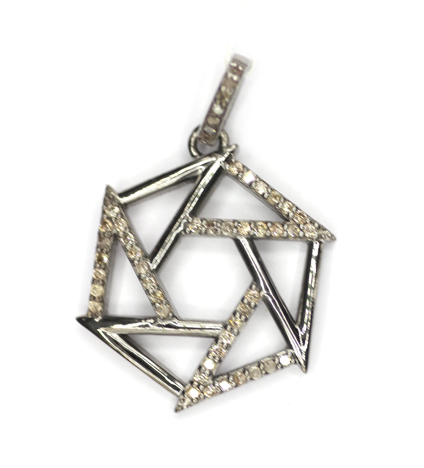 Multi Line sterling silver Diamond Pendant