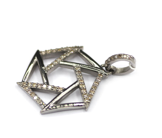 Multi Line sterling silver Diamond Pendant
