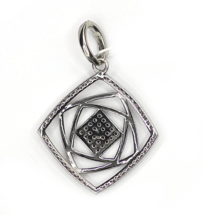 Square Shape sterling silver Diamond pendant