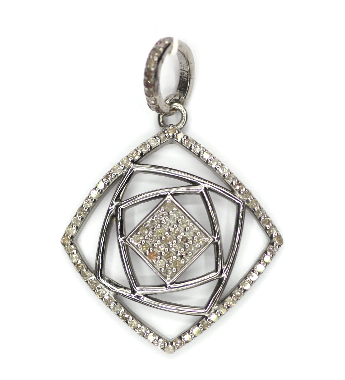 Square Shape sterling silver Diamond pendant