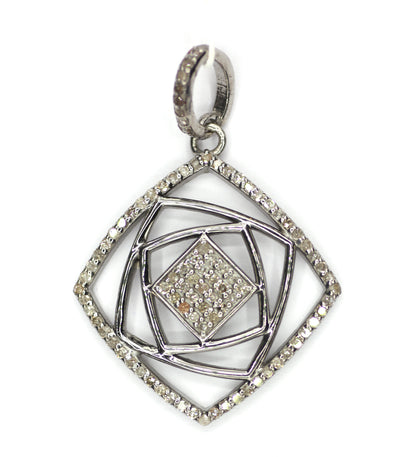 Square Shape sterling silver Diamond pendant