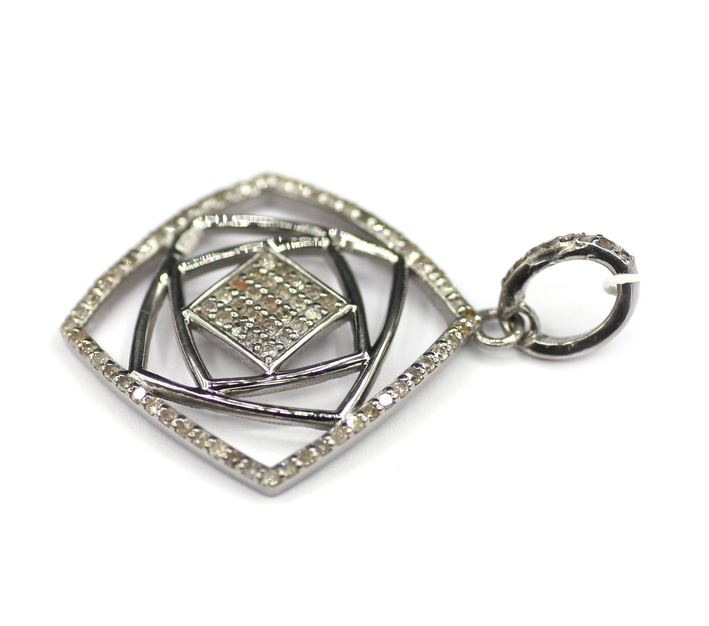 Square Shape sterling silver Diamond pendant