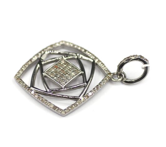 Square Shape sterling silver Diamond pendant