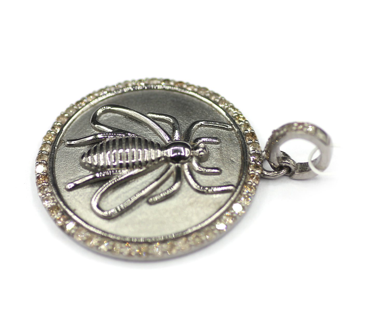 Round Shape sterling silver Diamond pendant