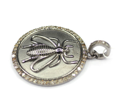 Round Shape sterling silver Diamond pendant