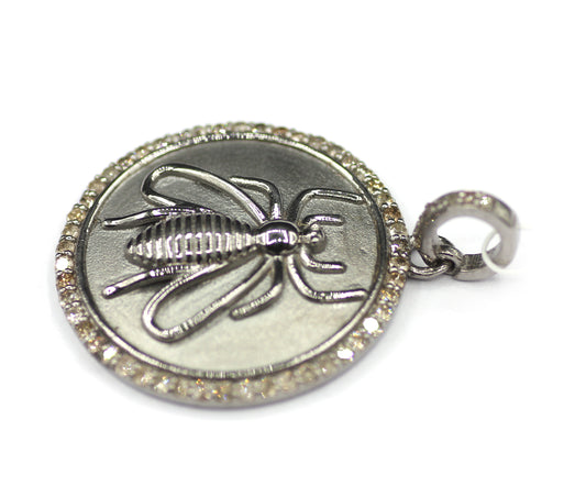 Round Shape sterling silver Diamond pendant