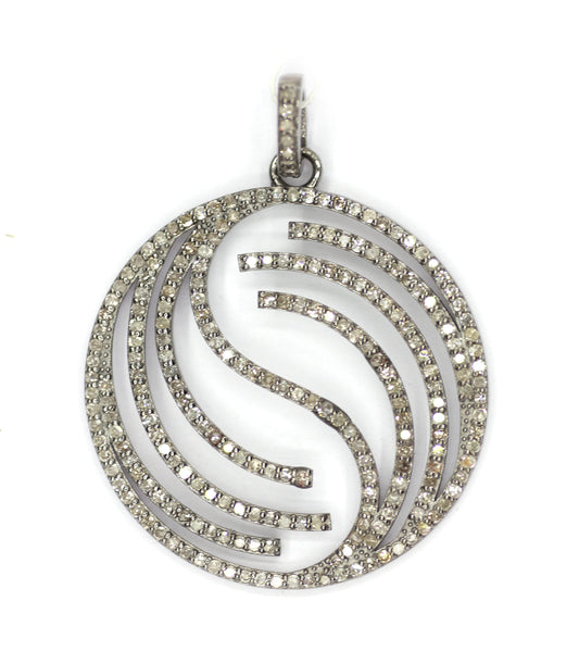 Round Shape sterling silver Diamond pendant