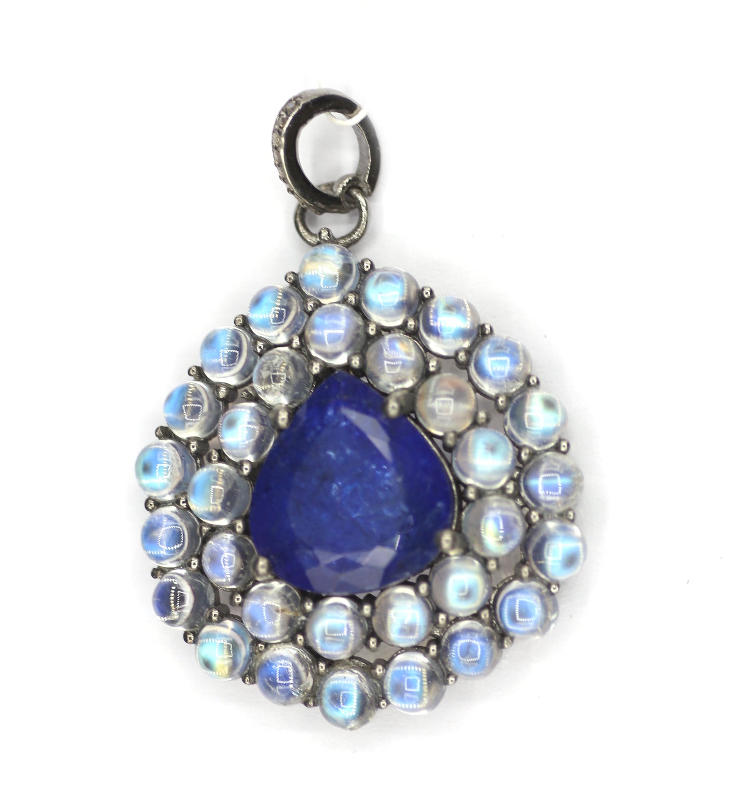 Tanzanite sterling silver Diamond Pendant With Rainbow Stone