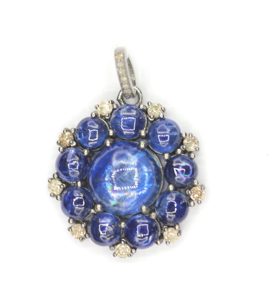 Kyanite sterling silver Diamond Pendant