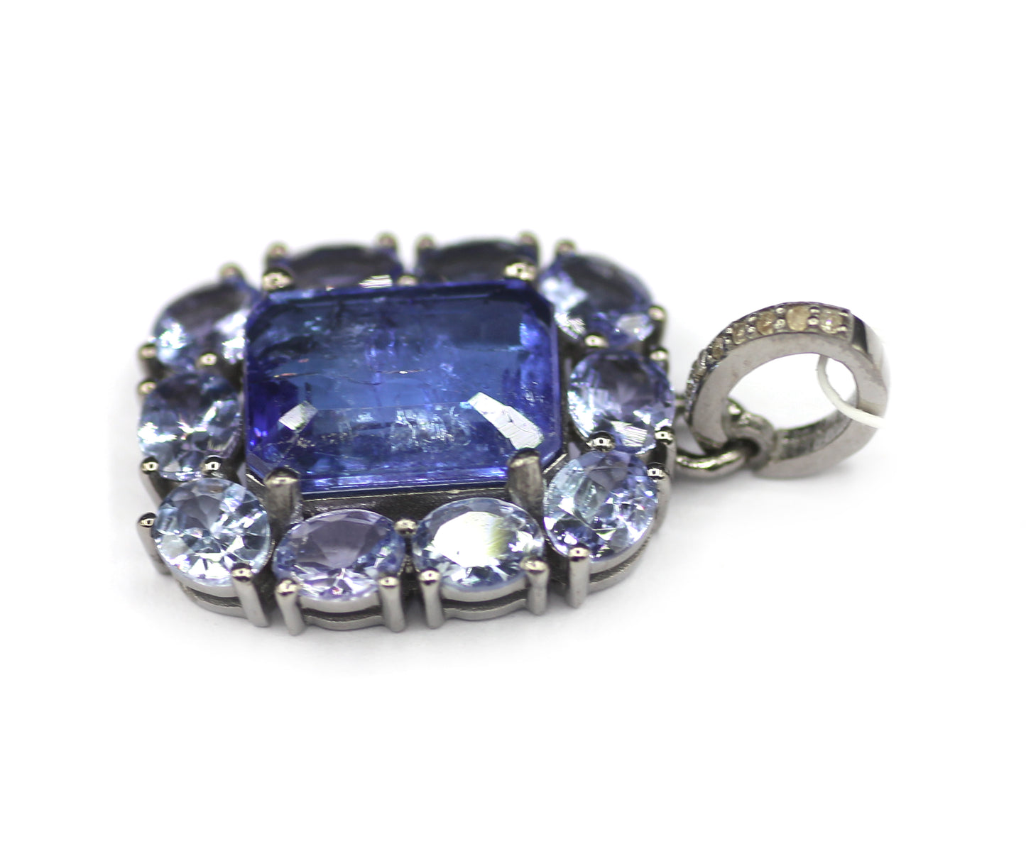 Tanzanite sterling silver Diamond Pendant