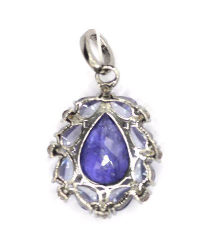 Tanzanite sterling silver Diamond Pendant