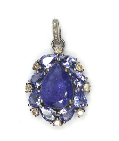 Tanzanite sterling silver Diamond Pendant