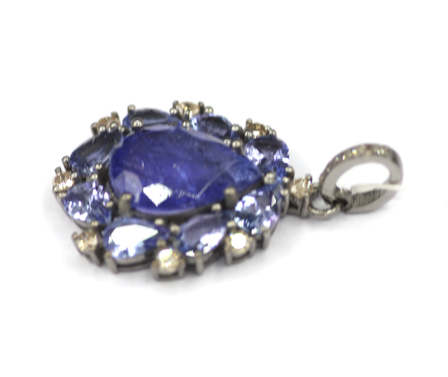 Tanzanite sterling silver Diamond Pendant