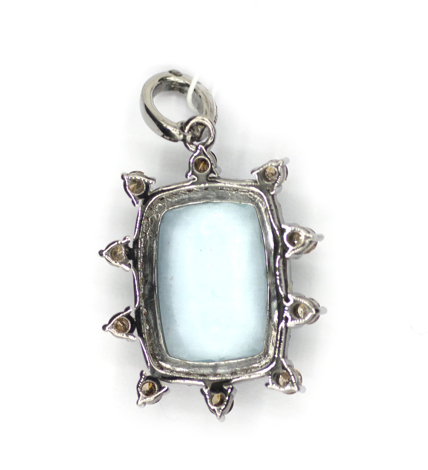 Aquamarine sterling silver Diamond pendant