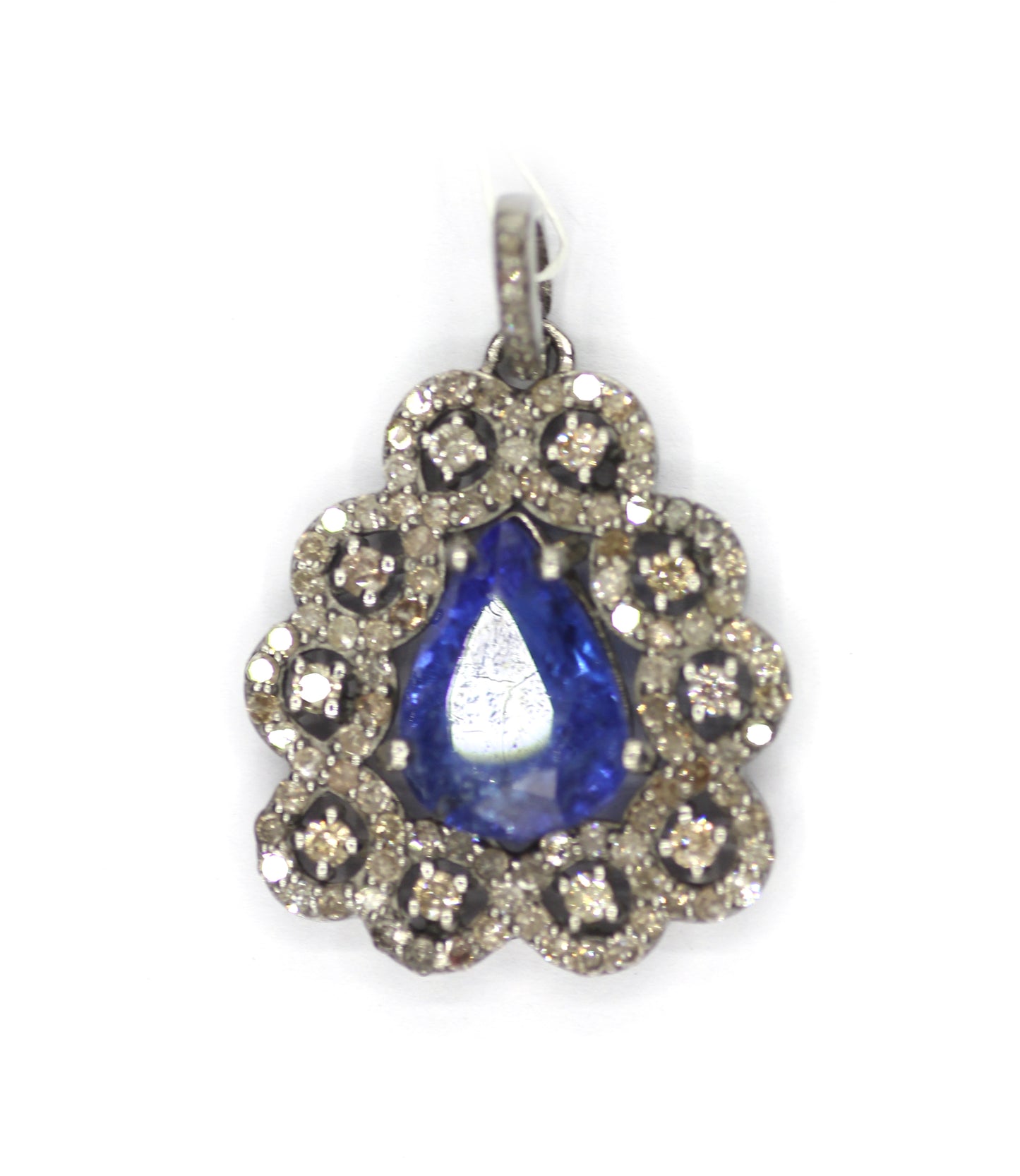 Tanzanite sterling silver Diamond pendant