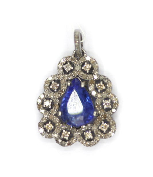 Tanzanite sterling silver Diamond pendant