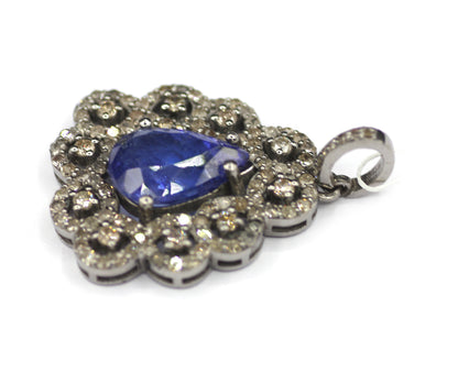 Tanzanite sterling silver Diamond pendant