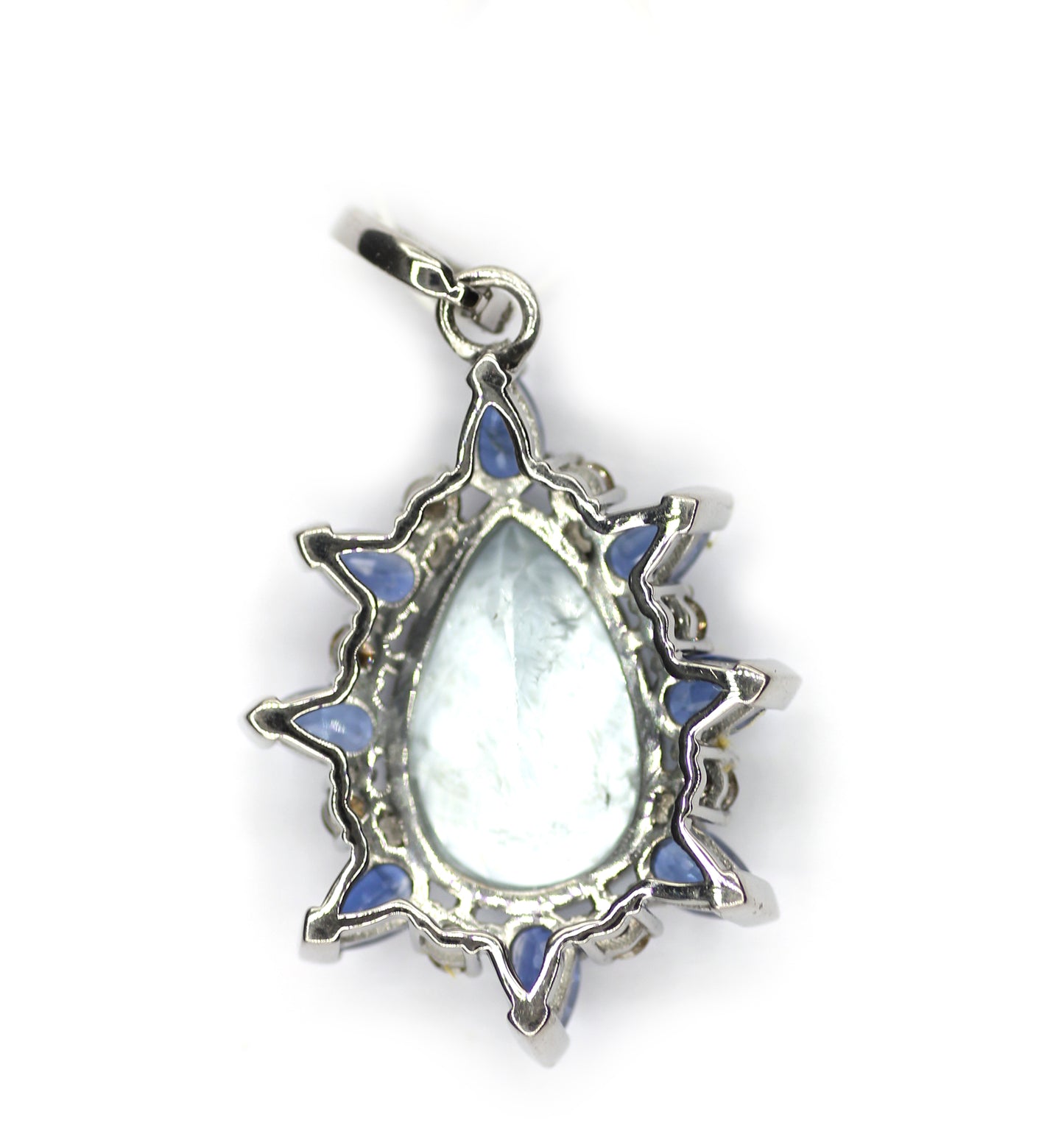 Aquamarine sterling silver Diamond Pendant With Kynite Stone