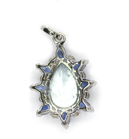 Aquamarine sterling silver Diamond Pendant With Kynite Stone