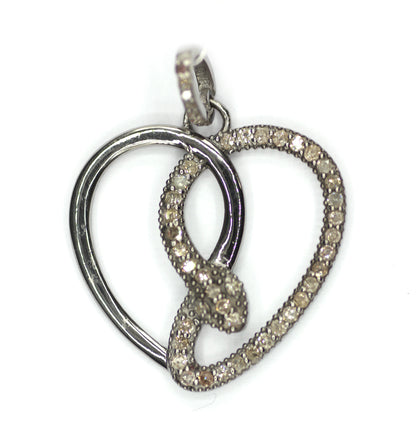 Heart shaped sterling silver pendant with Diamond