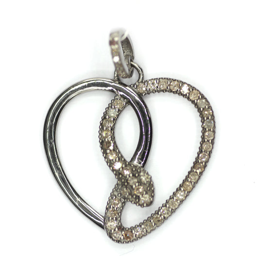 Heart shaped sterling silver pendant with Diamond