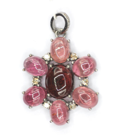 Tourmaline sterling silver Diamond pendant