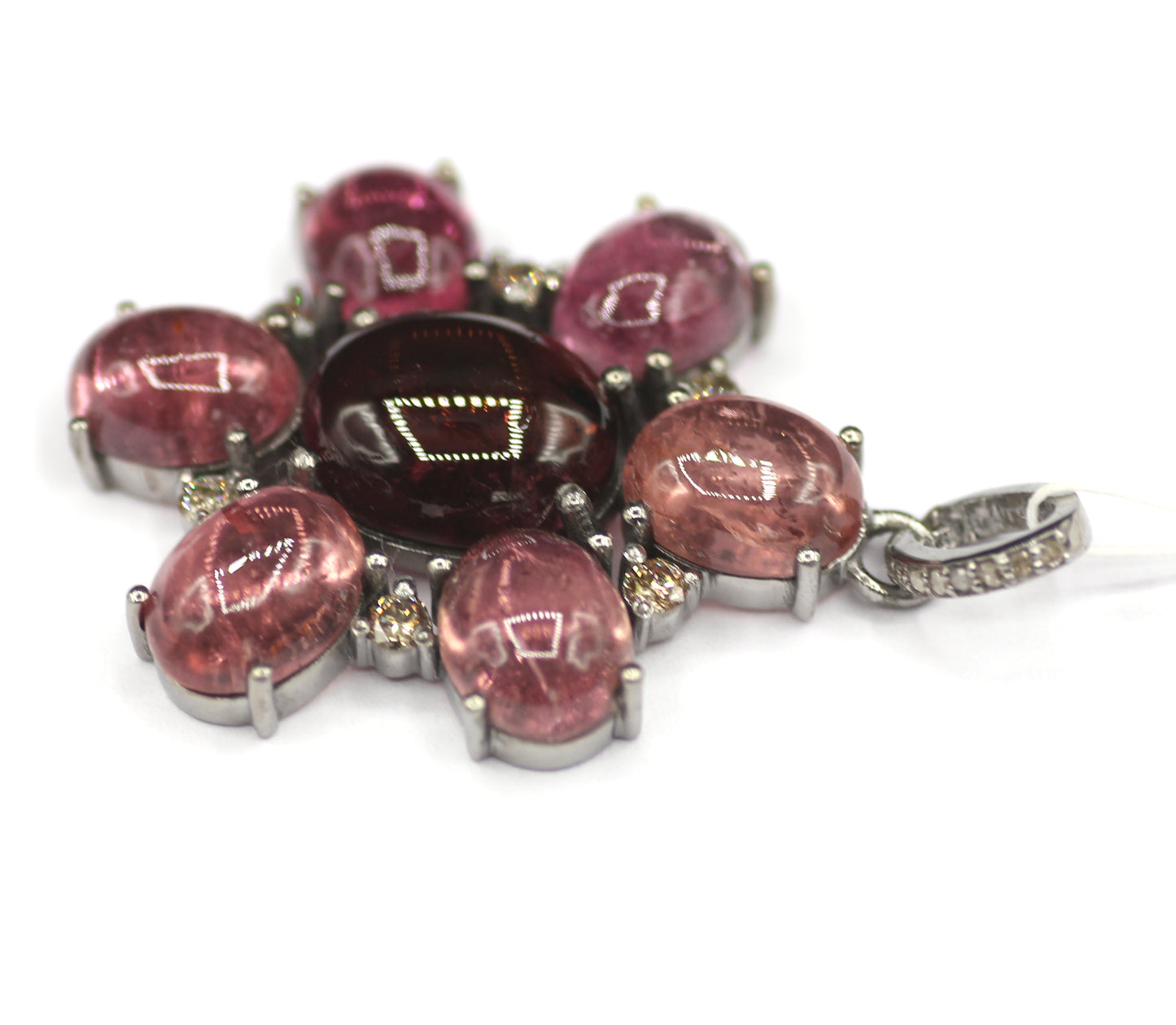 Tourmaline sterling silver Diamond pendant