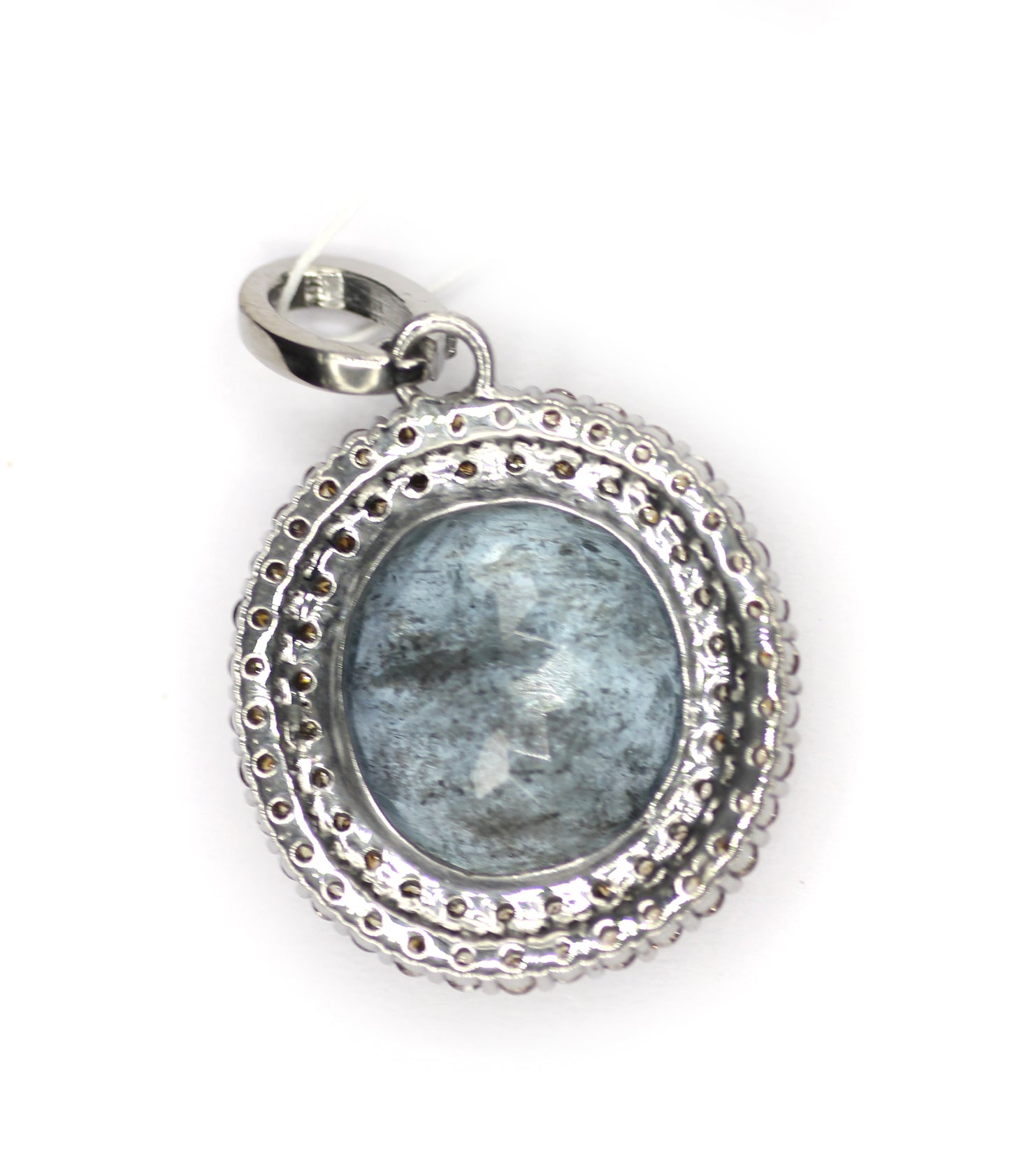 Aquamarine sterling silver Diamond pendant