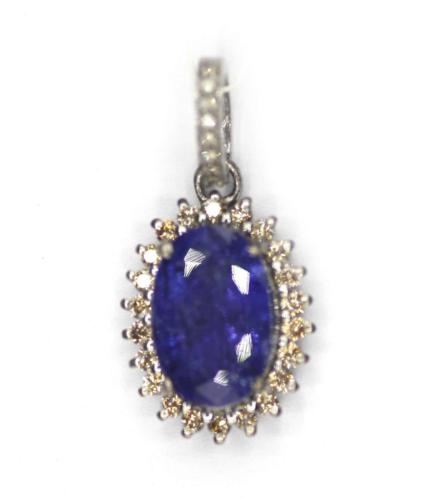 Tanzanite sterling silver Diamond pendant