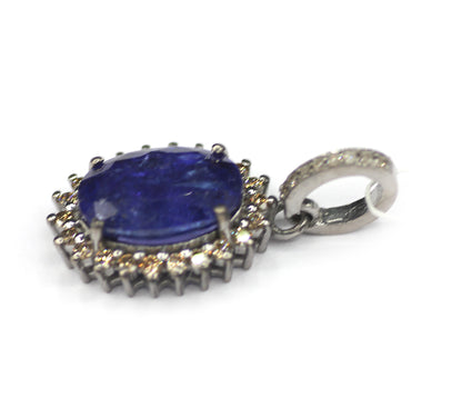 Tanzanite sterling silver Diamond pendant