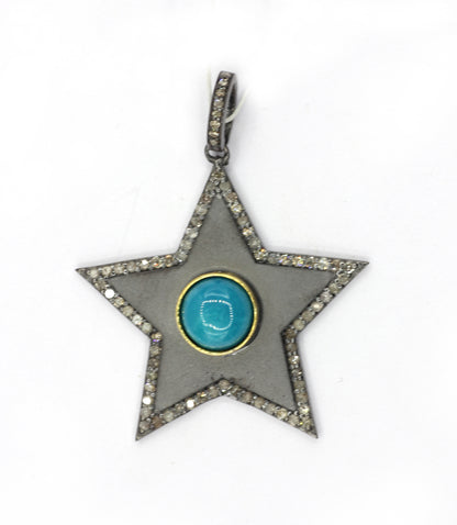 Star Silver Pave Diamond Pendant