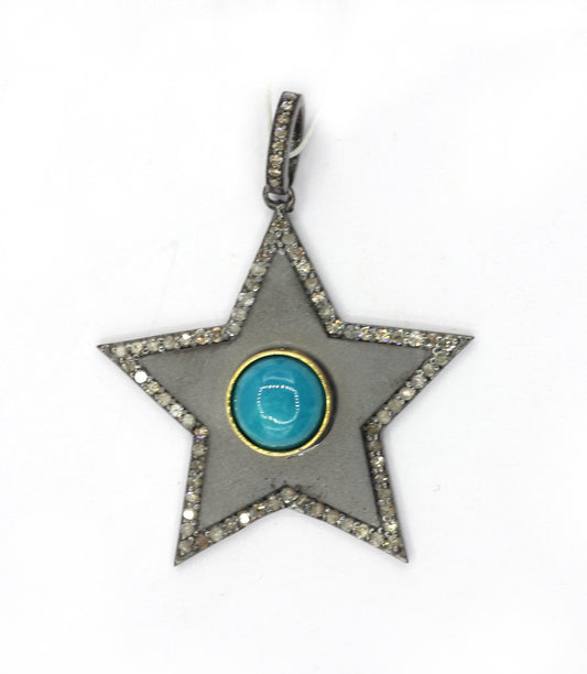 Star Silver Pave Diamond Pendant