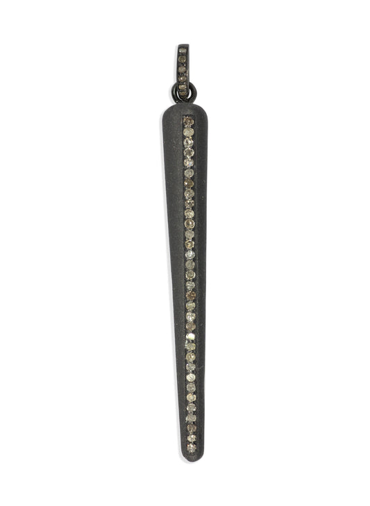 Spike Shape Diamond Pendants .925 Oxidized Sterling Silver Diamond Pendants , Silver Diamond Pendants .