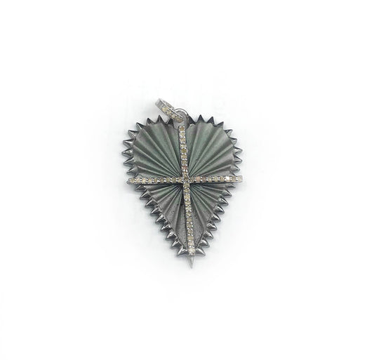 Heart Silver Pave Diamond Pendant