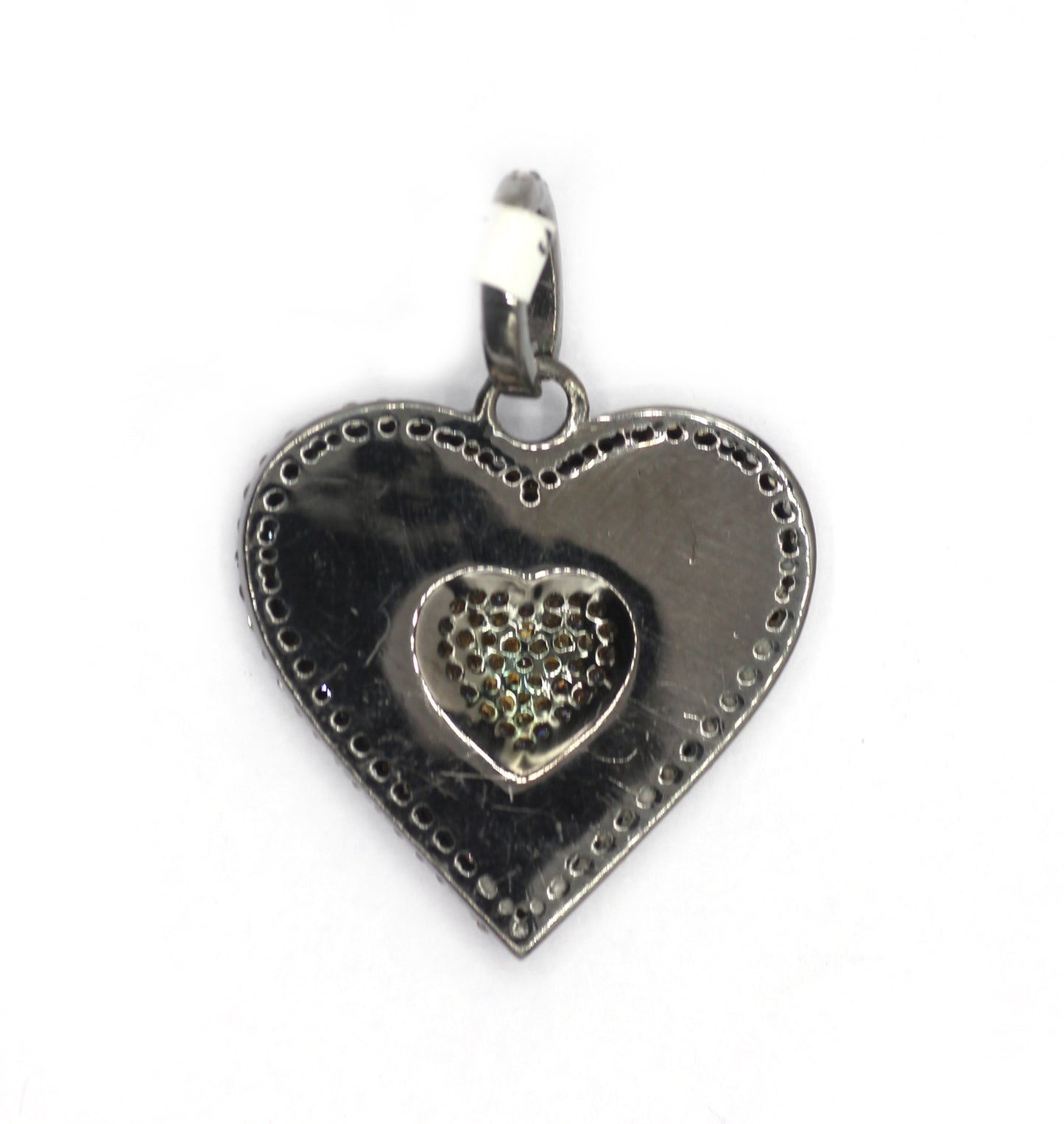 Heart Silver Pave Diamond Pendant