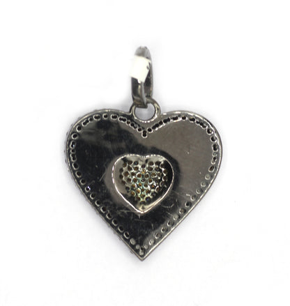 Heart Silver Pave Diamond Pendant