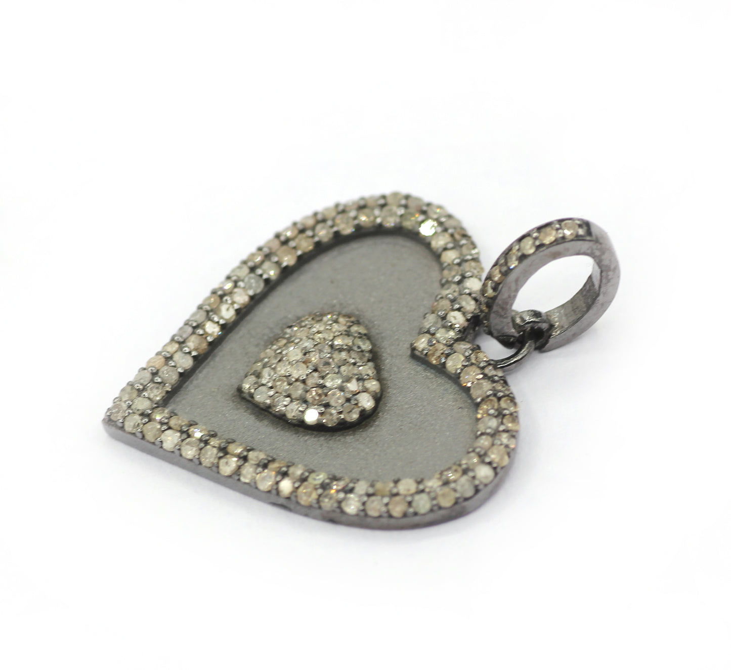 Heart Silver Pave Diamond Pendant