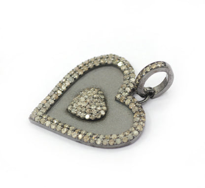 Heart Silver Pave Diamond Pendant
