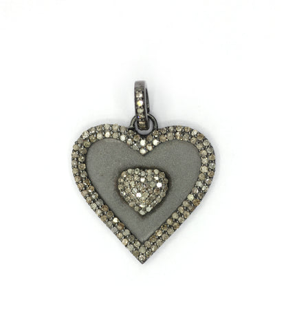 Heart Silver Pave Diamond Pendant