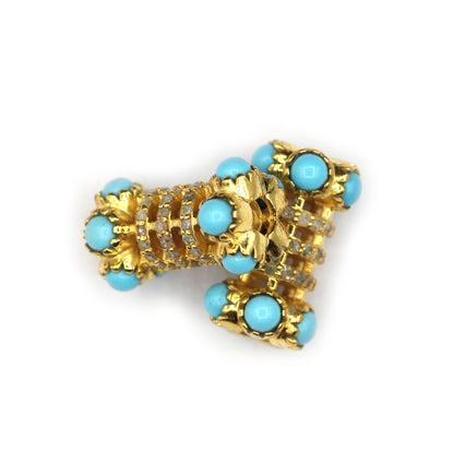 Tube Shape Diamond Beads With Turquoise Stone