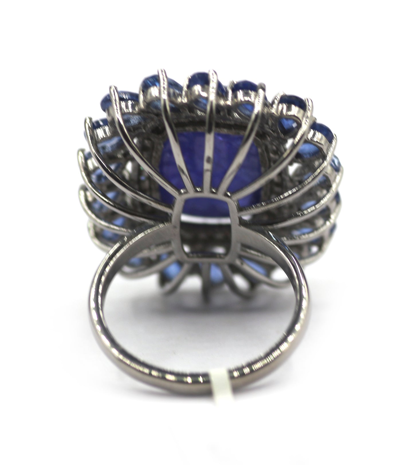 Tanzanite Stone Silver Diamond Ring With Kyanite Stone