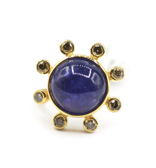 Tanzanite Silver Diamond Ring