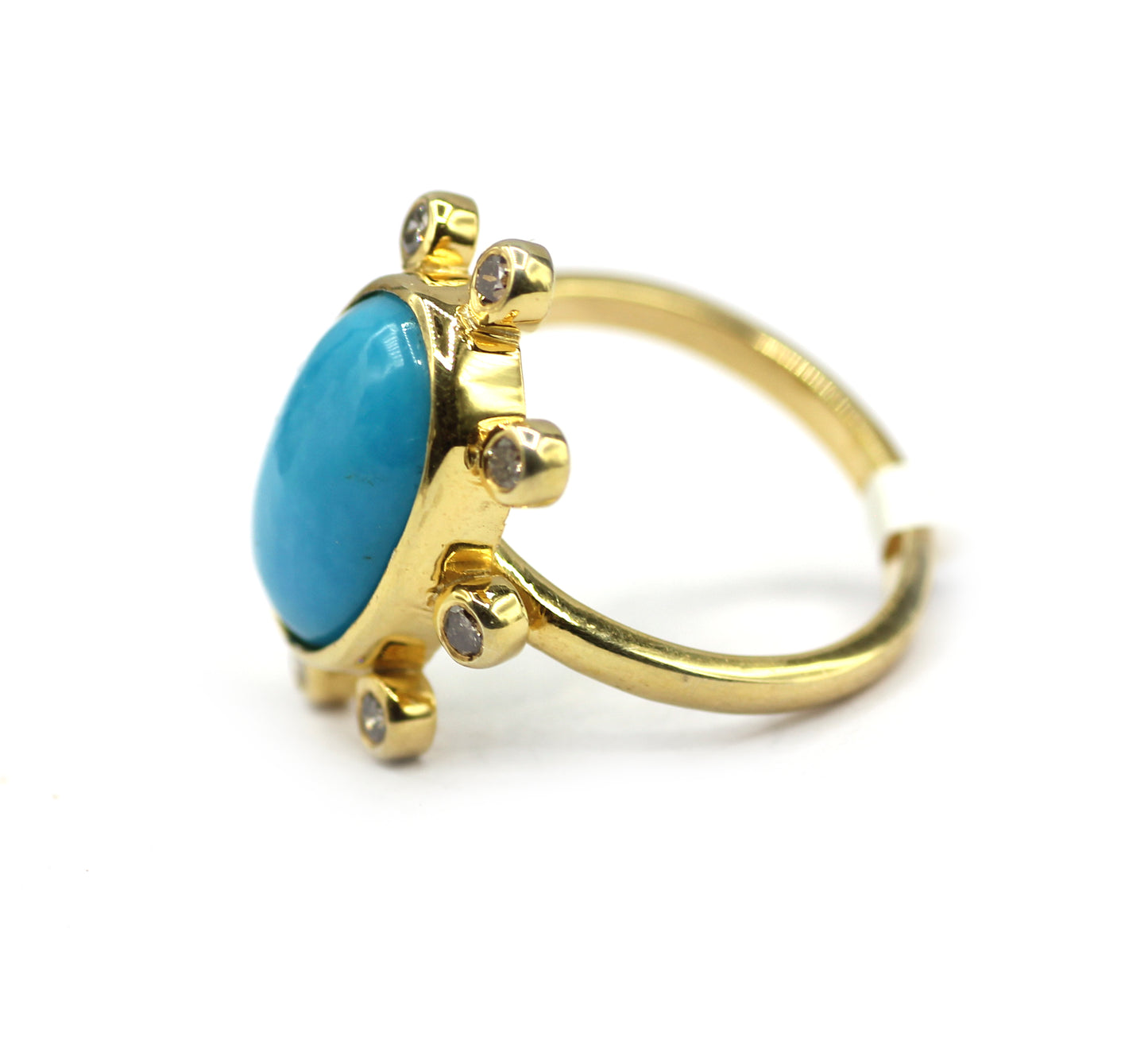 Turquoise Silver Diamond Ring