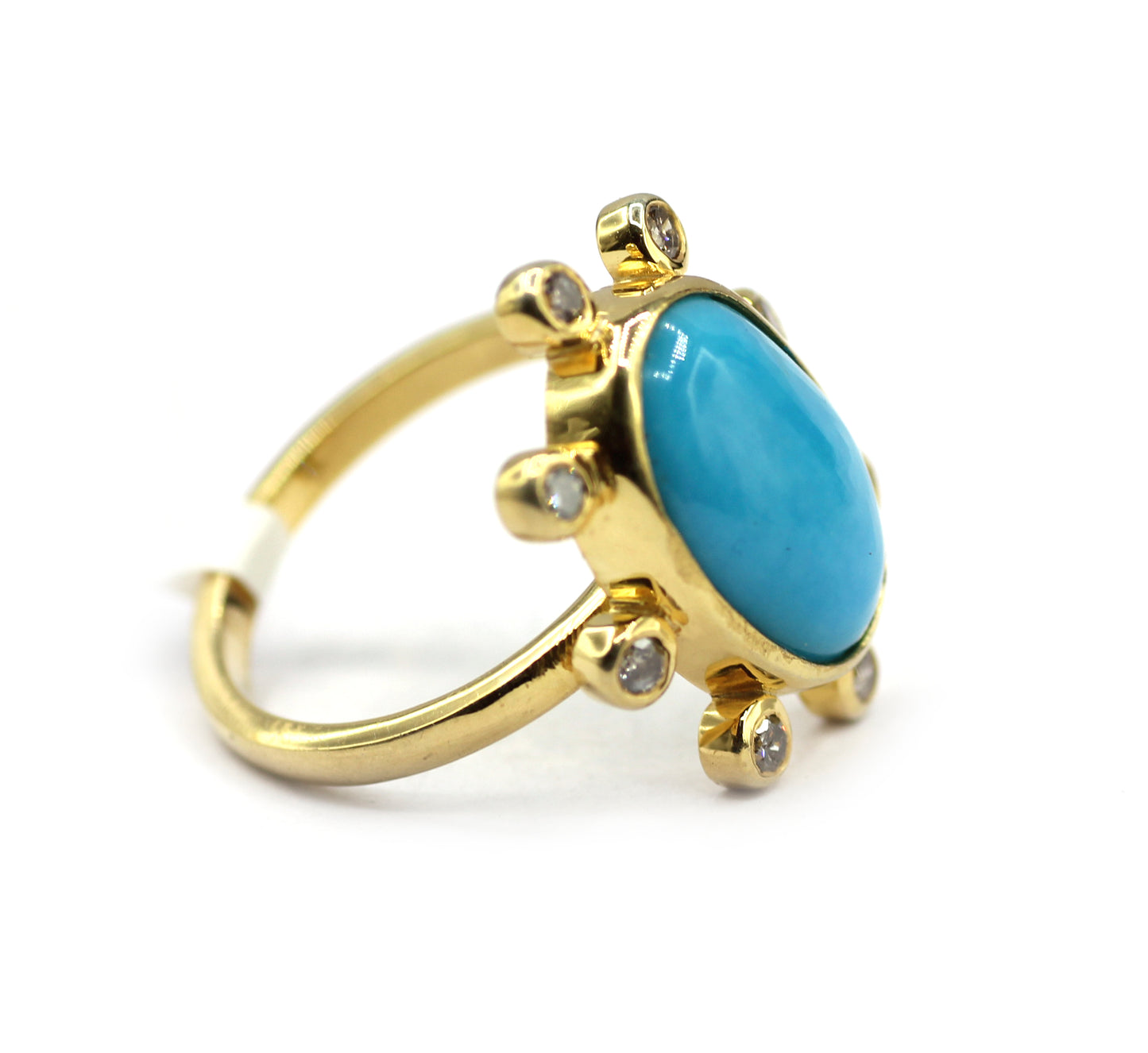 Turquoise Silver Diamond Ring