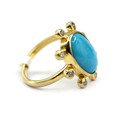 Turquoise Silver Diamond Ring