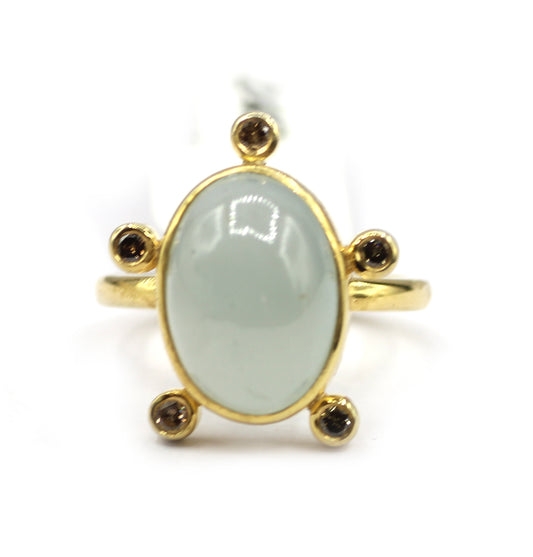 Moonstone Silver Diamond Ring