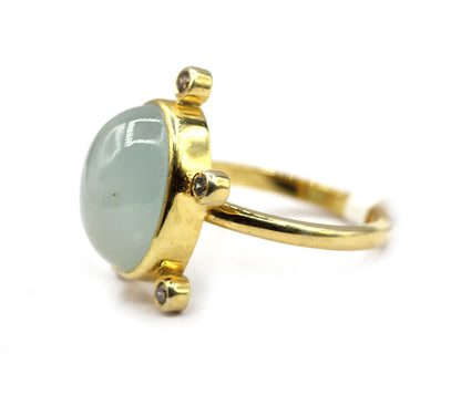 Moonstone Silver Diamond Ring