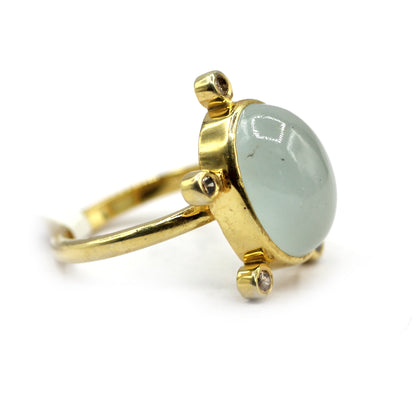 Moonstone Silver Diamond Ring